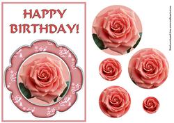 Pink Rose in Scalloped Circular Frame