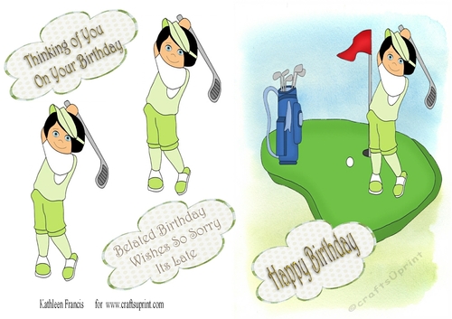 Little Lady Playing Golf  Belated Birthday.