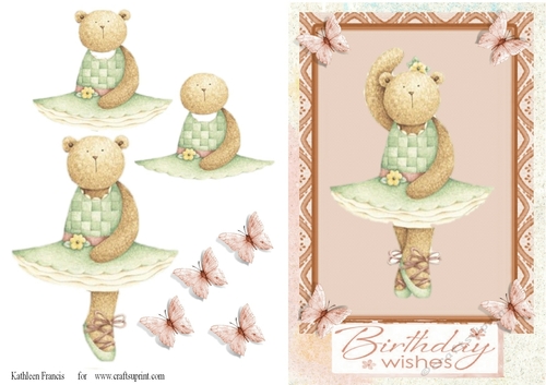 Ballerina Bear Birthday Wishing