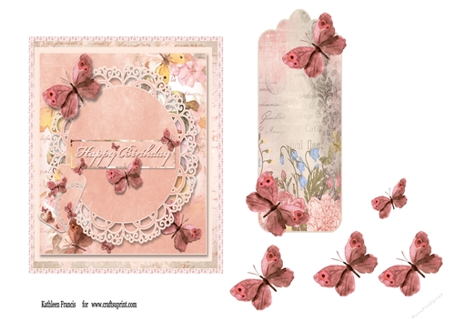 Pink  Birthday & Bookmark