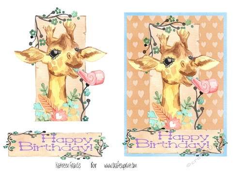  Giraffe with Birthday Wishes,