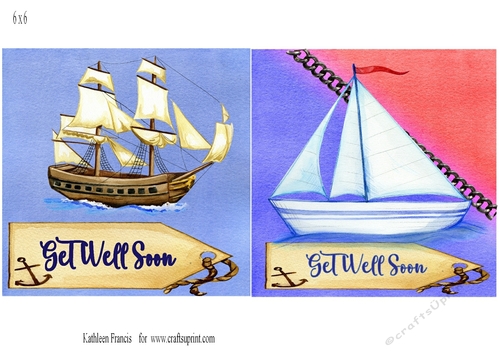 6x6  Get Well soon card fronts.