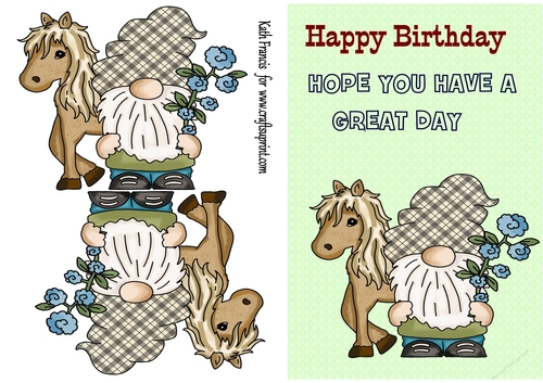 Gnome Farmer with a Pony, Birthday.