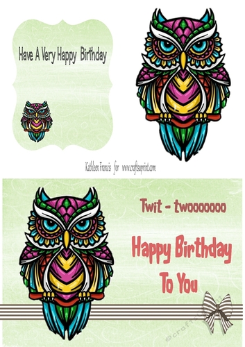   Birthday Owl with the Birthday Message.
