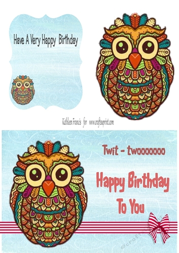   Birthday Owl with the Birthday Message.