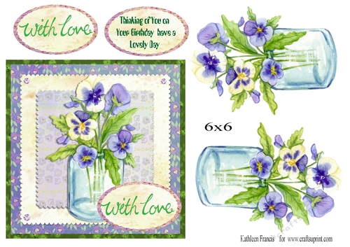 6x6 With Love with Pansies