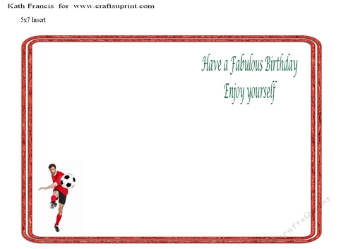Insert , Birthday  5x7  Red Trim footballer,