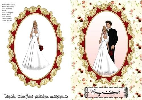 Congratulations Bride and groom in Burgandy Oval