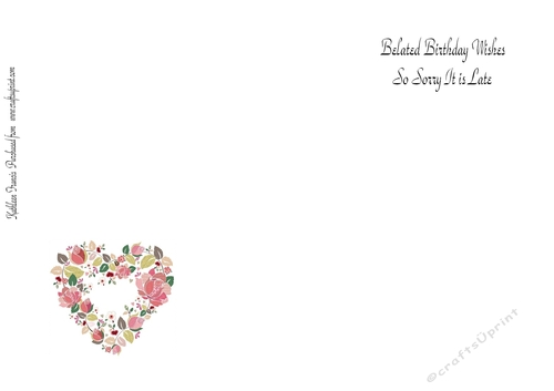 Belated Birthday wishes floral heart.
