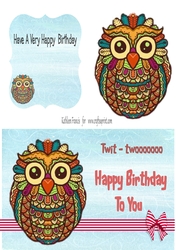   Birthday Owl with the Birthday Message.