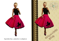 Lady with the poodle motif dress