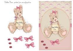 Pink Bows Teddy Birthday