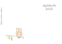 Happy Birthday Insert with owl