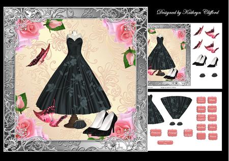 Black Dress with Pink Roses
