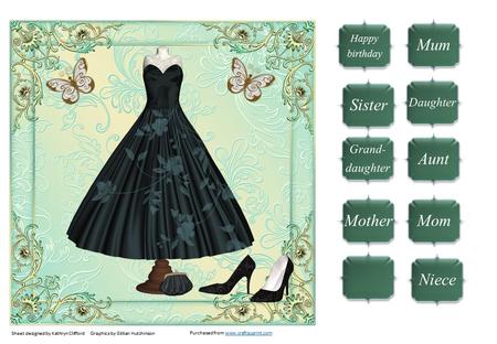 Black Ball Dress on Teal Background