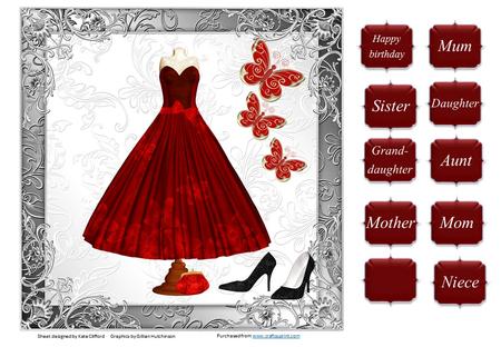 Red Ball Dress on Grey Surround