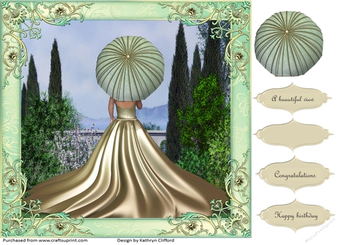 Lady with parasol and beautiful view