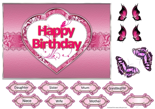 Happy birthday in heart pink