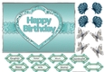 Happy Birthday in heart aqua