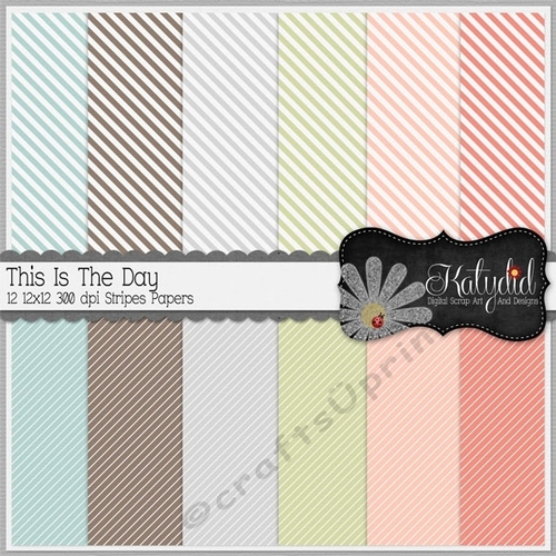 12 12x12 This Is The Day Striped Digital Papers