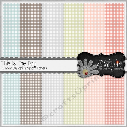 12 12x12 This Is The Day Gingham Digital Papers