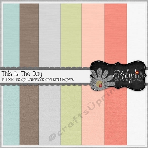 14 12x12 This Is The Day Cardstock and Kraft Solid Digital Papers