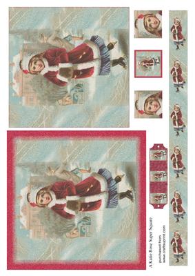 Vintage Ice Skating Large Square Card Front