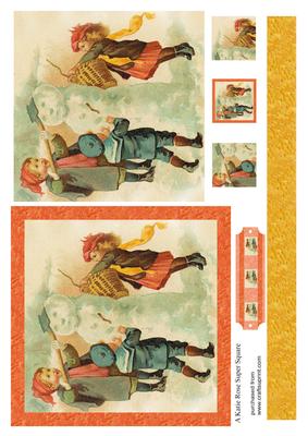 Vintage Snowman Large Square Card Front
