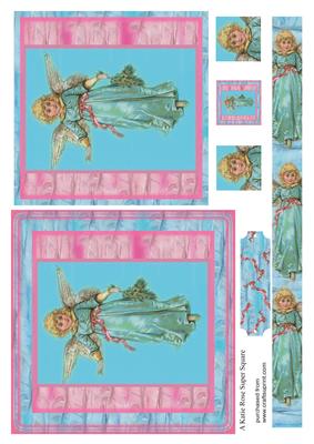 Vintage Fairy Blue Large Square Card Front