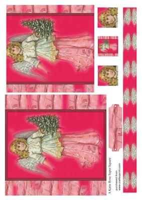 Vintage Fairy Pink Large Square Card Front