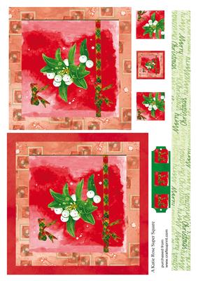 Xmas Floral Festive Cheer Large Square Card Front