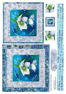 Xmas Floral Cool Buds Large Square Card Front