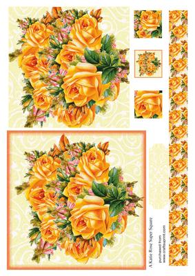 Golden Blooms Vintage Large Square Card Front