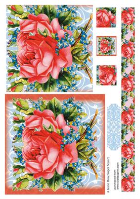 Rose Blooms Vintage Large Square Card Front