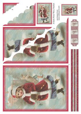 Ice Skating Vintage Xmas Large Wavy Card Front