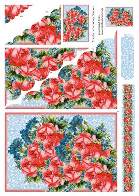 Rose Blooms Vintage Large Wavy Card Front