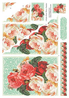 Red Blooms Vintage Large Wavy Card Front