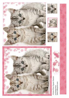 Snowflake Kittens Large Square Card Front