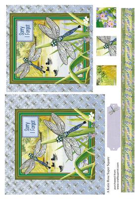 Dragonfly Days Large Square 6 by 6 Card Front Forgot