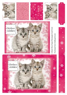 Snowflake Kittens 6 by 6 Large Square Card Front