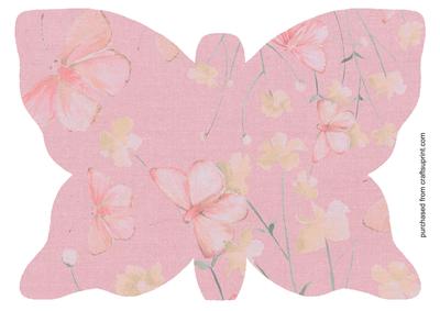 Pink Butterfly Shaped Card