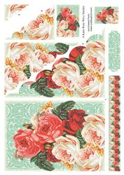 Red Blooms Vintage Large Wavy Card Front