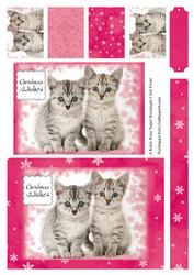 Snowflake Kittens 6 by 6 Large Square Card Front