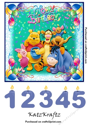 Pooh & Friends age Birthday card front