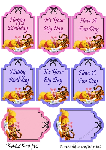 Pooh & Friends Birthday Gift Tags