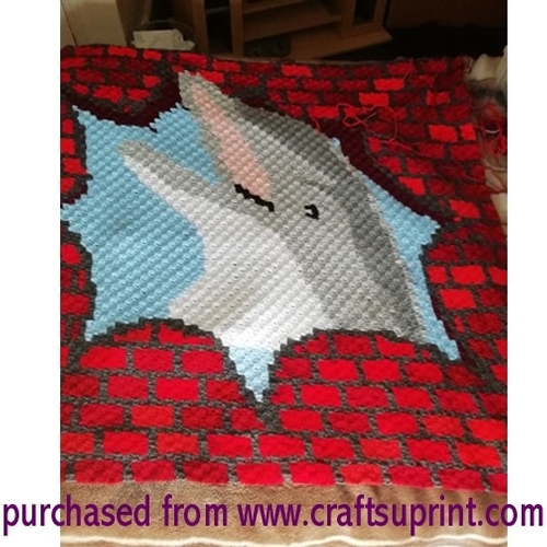 brick wall, dolphin c2c (corner to corner) crochet pattern 
