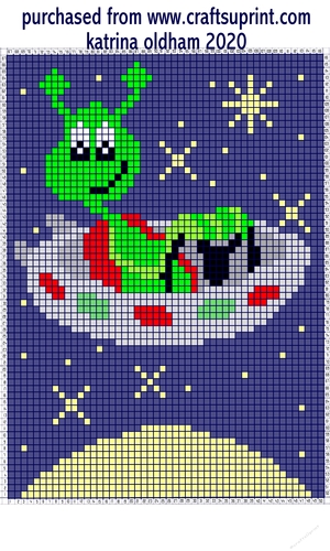c2c corner to corner alian in spacesip picture chart only