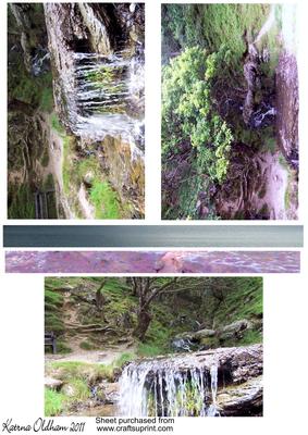 3 Elan Valley Waterfall Card Front/ Toppers