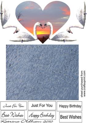 Swans Over Heart with Backing