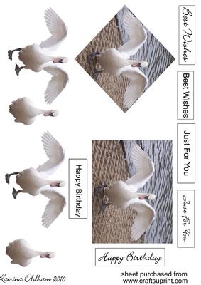 2 Mini Swan Deocupage